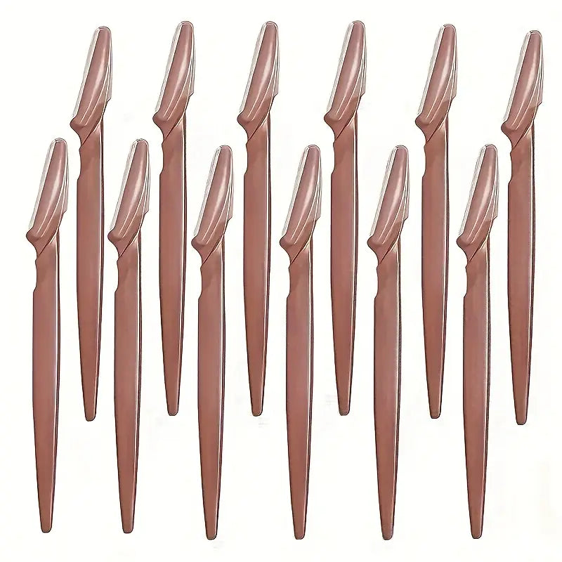 12pcs Stainless Steel Razor Set with Protective Covers – Unisex Facial & Eyebrow Razors