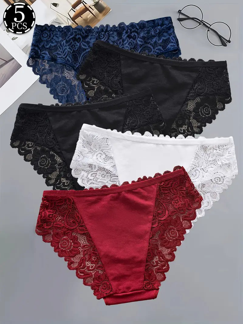 5pcs Women's Solid Color Underwear Set