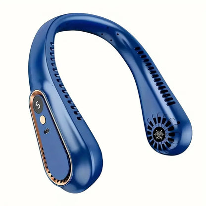 Bladeless Hanging Neck Fan – 5 Speeds, USB Rechargeable, Digital Display
