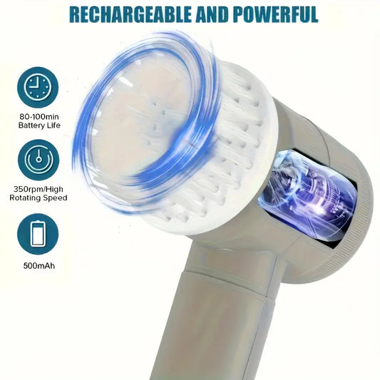 Electric Rotary Brush with 5 Replaceable Brush Heads