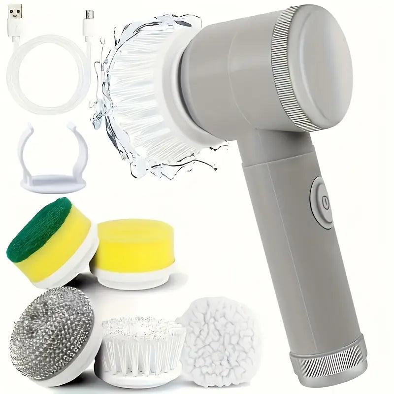 Electric Rotary Brush with 5 Replaceable Brush Heads