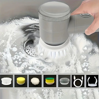 Electric Rotary Brush with 5 Replaceable Brush Heads