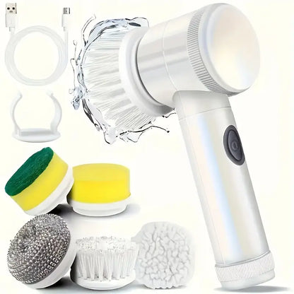 Electric Rotary Brush with 5 Replaceable Brush Heads