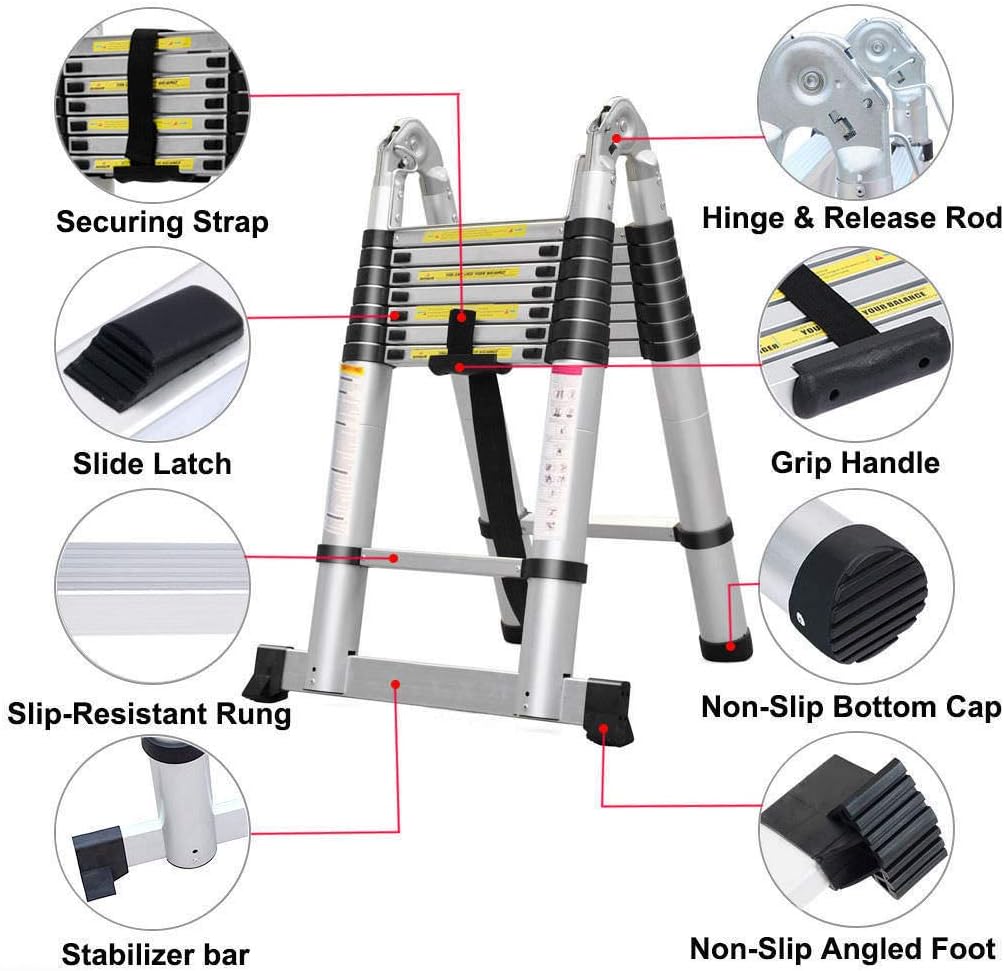 Telescopic Articulated Ladder – 5M Aluminum Folding Design