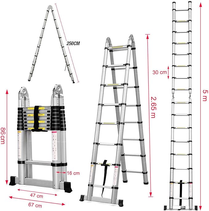 Telescopic Articulated Ladder – 5M Aluminum Folding Design