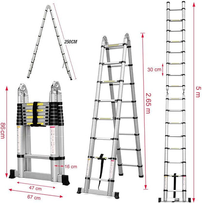 Telescopic Articulated Ladder – 5M Aluminum Folding Design