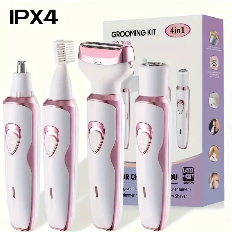 4-in-1 Electric Razor for Women – Rechargeable Grooming Kit