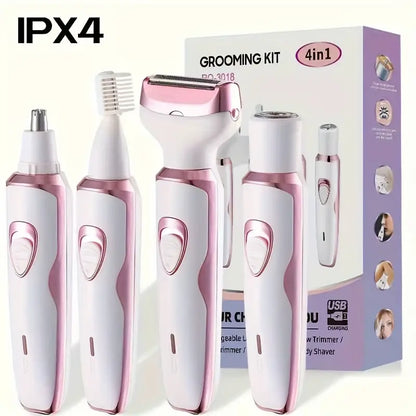 4-in-1 Electric Razor for Women – Rechargeable Grooming Kit