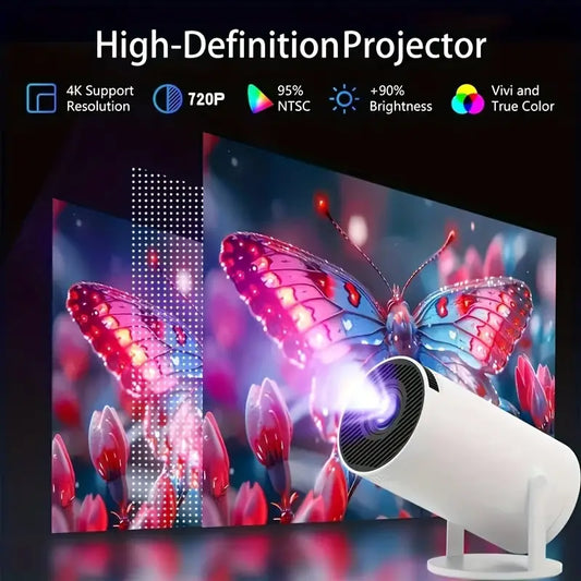 Smart HD Projector with Built-in Android 11 OS, WiFi & BT 5.0, 260 Lumens, Hi-Fi Speaker, 4K Native/720P, 180° Flexible Projection, 3D Ready, USB Powered