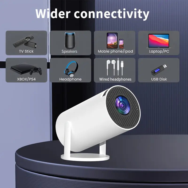Smart HD Projector with Built-in Android 11 OS, WiFi & BT 5.0, 260 Lumens, Hi-Fi Speaker, 4K Native/720P, 180° Flexible Projection, 3D Ready, USB Powered