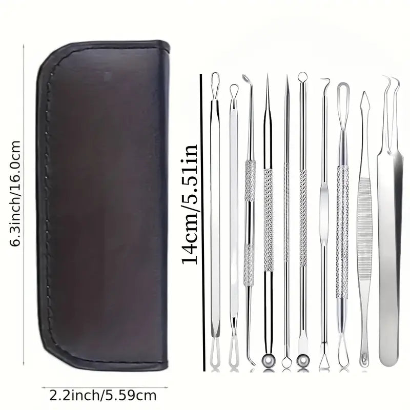 10 Pcs Professional Pimple Removal Kit – Blackhead & Whitehead Extractor Tools