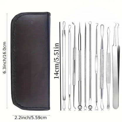 10 Pcs Professional Pimple Removal Kit – Blackhead & Whitehead Extractor Tools