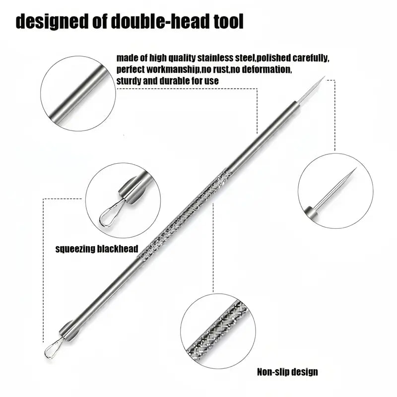10 Pcs Professional Pimple Removal Kit – Blackhead & Whitehead Extractor Tools