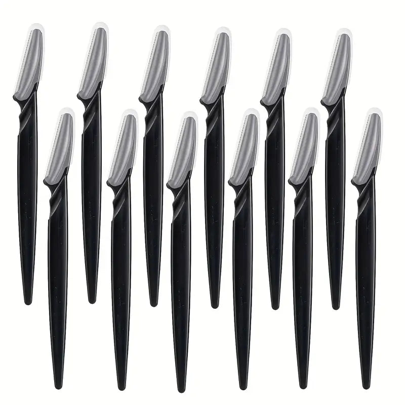 12pcs Stainless Steel Razor Set with Protective Covers – Unisex Facial & Eyebrow Razors