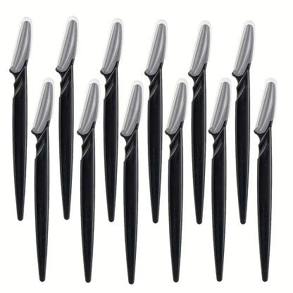 12pcs Stainless Steel Razor Set with Protective Covers – Unisex Facial & Eyebrow Razors