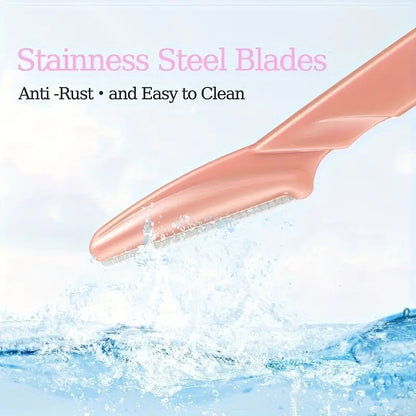 12pcs Stainless Steel Razor Set with Protective Covers – Unisex Facial & Eyebrow Razors