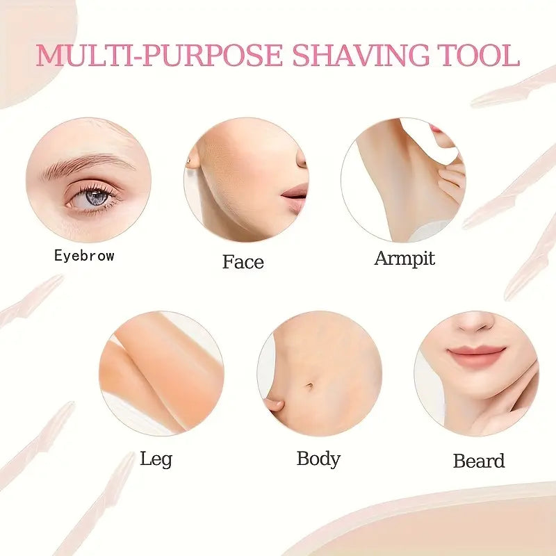 12pcs Stainless Steel Razor Set with Protective Covers – Unisex Facial & Eyebrow Razors