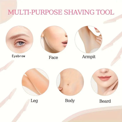 12pcs Stainless Steel Razor Set with Protective Covers – Unisex Facial & Eyebrow Razors