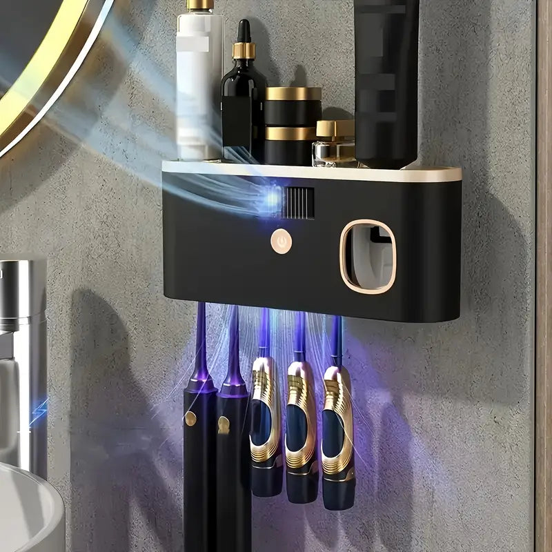 Smart Toothbrush Sanitizer & Dryer – 2-in-1 Wall-Mounted Organizer